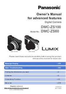 Panasonic Lumix ZS60 Printed Manual