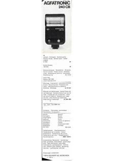 Agfa Agfatronic 240 CB manual. Camera Instructions.