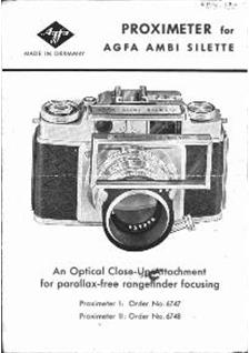 Agfa Ambi Silette manual. Camera Instructions.