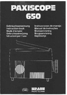 Braun Paxiscope 650 manual. Camera Instructions.