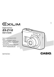Casio Exilim EX Z 110 manual. Camera Instructions.