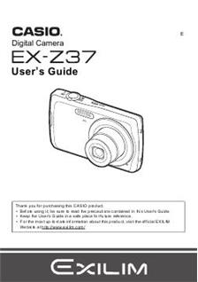 Casio Exilim EX Z37 manual. Camera Instructions.