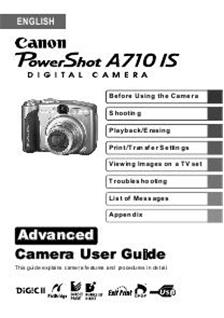 Canon PowerShot A710 IS manual. Camera Instructions.