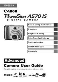 Canon PowerShot A570 IS manual. Camera Instructions.