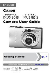 Canon Digital Ixus 80 IS manual. Camera Instructions.