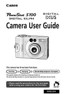 Canon Digital Ixus manual. Camera Instructions.