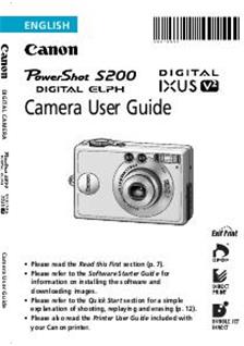 Canon Digital Ixus V2 manual. Camera Instructions.