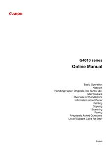 Canon Pixma G4010 Series manual. Camera Instructions.