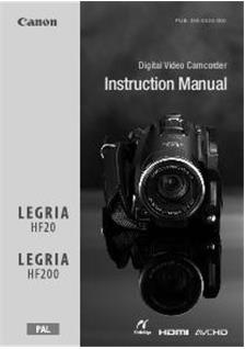 Canon Legria HF 20 manual. Camera Instructions.