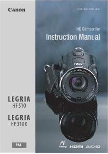 Canon Legria HF S10 manual. Camera Instructions.