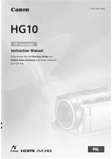 Canon HG 10 manual. Camera Instructions.