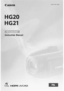 Canon HG 20 manual. Camera Instructions.