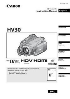 Canon HV 30 manual. Camera Instructions.