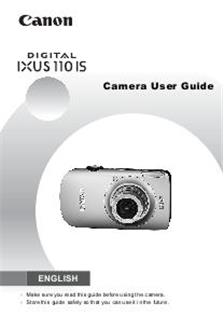 Canon Digital Ixus 110 IS manual. Camera Instructions.