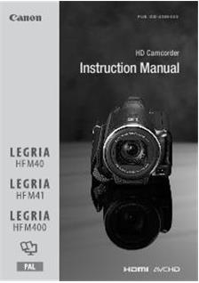 Canon Legria HF M400 manual. Camera Instructions.