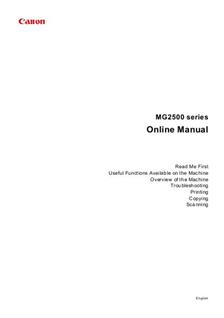 Canon Pixma MG 2500 manual. Camera Instructions.