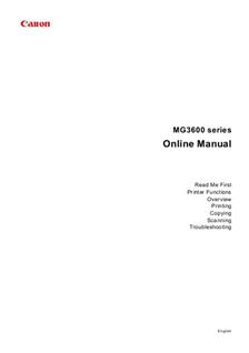 Canon Pixma MG 3600 manual. Camera Instructions.