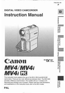 Canon MV 4 manual. Camera Instructions.