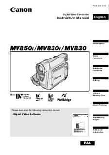 Canon MV 850 i manual. Camera Instructions.