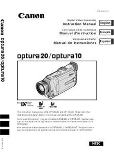 Canon Optura 20 manual. Camera Instructions.