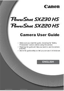 Canon PowerShot SX230 HS manual. Camera Instructions.