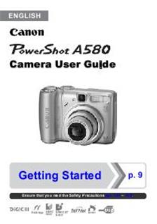 Canon PowerShot A580 manual. Camera Instructions.