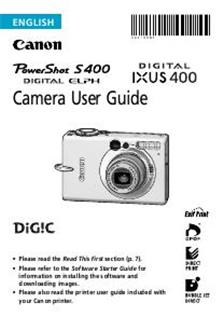 Canon Digital Ixus 400 manual. Camera Instructions.