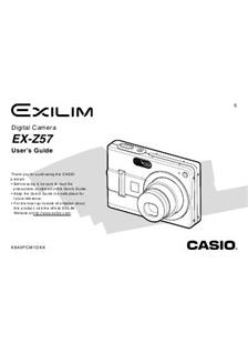 Casio Exilim EX Z 57 manual. Camera Instructions.