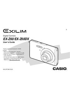 Casio Exilim EX Z 60 manual. Camera Instructions.