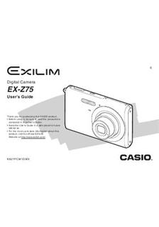 Casio Exilim EX Z 75 manual. Camera Instructions.