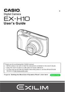 Casio Exilim EX H 10 manual. Camera Instructions.