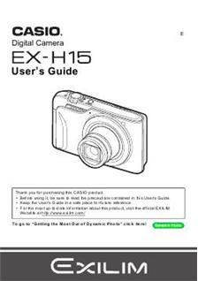 Casio Exilim EX H 15 manual. Camera Instructions.