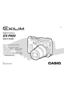 Casio Exilim Pro EX-P 600 manual. Camera Instructions.