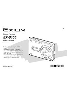 Casio Exilim EX S 100 manual. Camera Instructions.