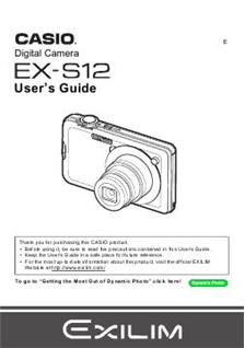 Casio Exilim EX S 12 manual. Camera Instructions.