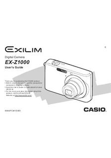 Casio Exilim EX Z 1000 manual. Camera Instructions.