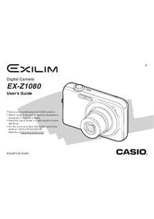Casio Exilim EX Z 1080 manual. Camera Instructions.