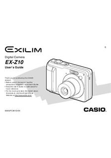 Casio Exilim EX Z 10 manual. Camera Instructions.