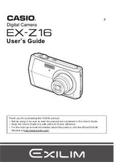 Casio Exilm EX Z 16 manual. Camera Instructions.