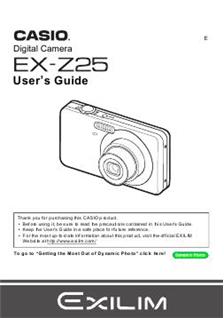 Casio Exilim EX Z 25 manual. Camera Instructions.