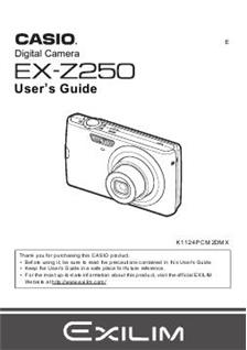Casio Exilim EX Z 250 manual. Camera Instructions.