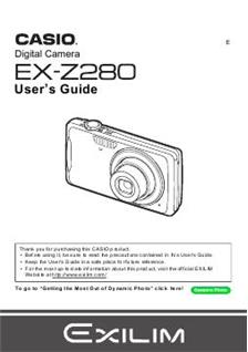 Casio Exilim EX Z 280 manual. Camera Instructions.