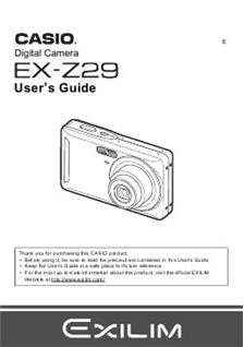 Casio Exilim EX Z 29 manual. Camera Instructions.