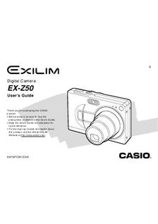 Casio Exilim EX Z 50 manual. Camera Instructions.