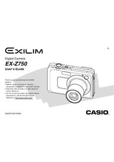 Casio Exilim EX Z 750 manual. Camera Instructions.