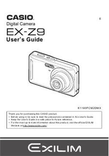 Casio Exilim EX Z 9 manual. Camera Instructions.