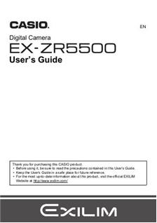 Casio Exilim EX ZR 5500 manual. Camera Instructions.