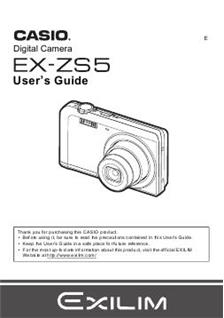 Casio Exilim EX ZS 5 manual. Camera Instructions.