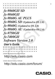 Casio FX 9750Gii manual. Camera Instructions.