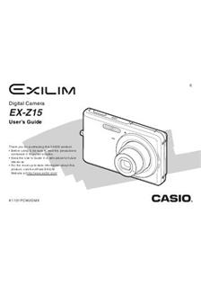 Casio Exilim EX Z 15 manual. Camera Instructions.